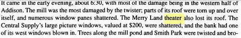 Merry Land Theater - From The History Of Addison Michigan 1834-1996 By Dan Cherry